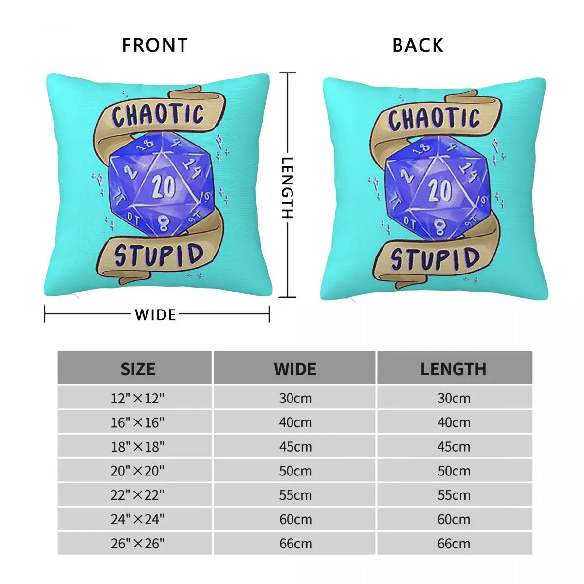 D20 Chaotic Stupid Square Pillowcase Pillow Cover Polyester Cushion Zip Decorative Comfort Throw Pillow for Home Car