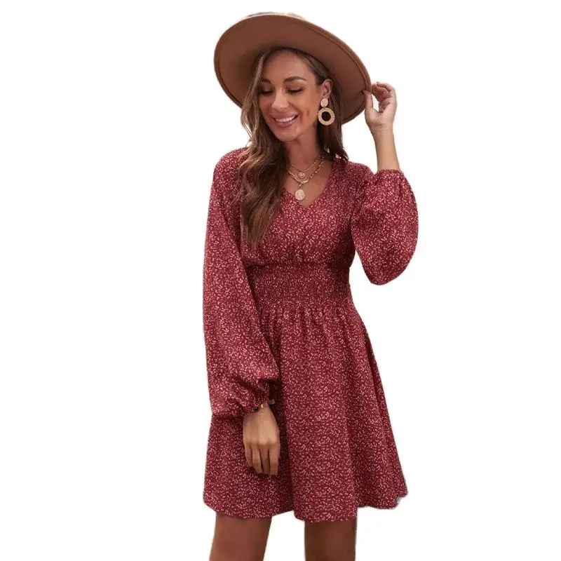 

Polka Dot Print Ruffles A-Line Elastic Waist Long Sleeve Mini Dress