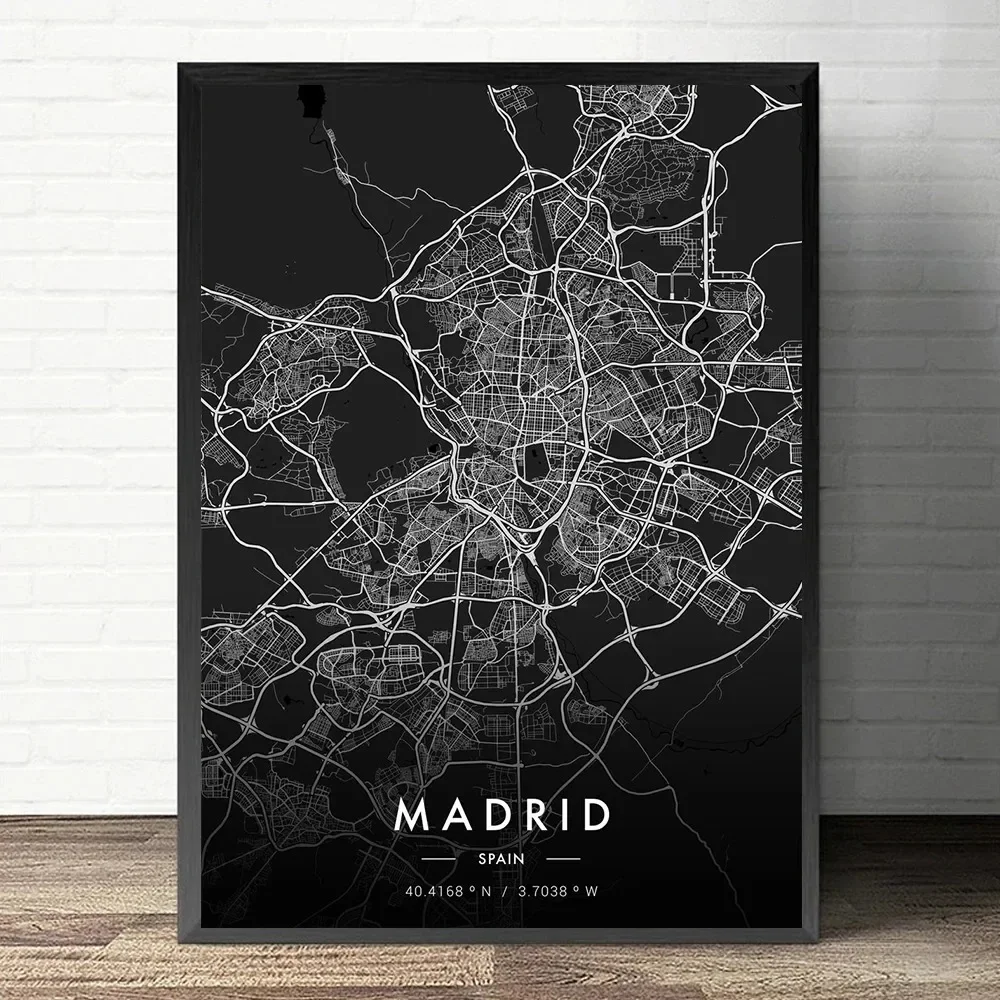 Nordic Lisbon Porto Istanbul Rome Paris London City Map Poster Print Dark Wall Art Canvas Painting Living Room Home Decor