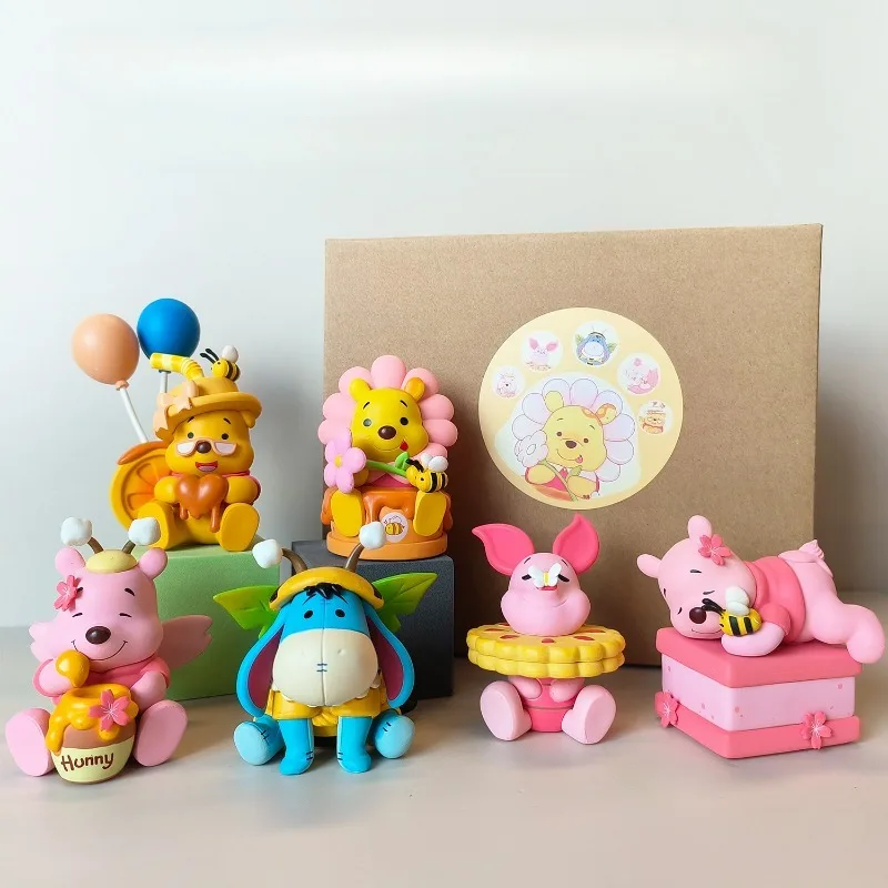 

Disney Pooh Bear Dolls Decoration Anime Action Figures Cute Toy Q Figurals Piglet Cake Decoration Models Children Birthday Gifts