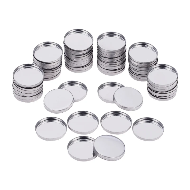 100 pc Iron Cabochon Settings Flat Round Platinum Tray: 25mm 26x3.5mm