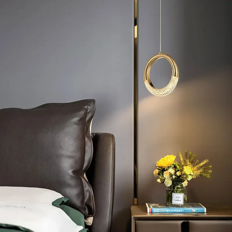 

Luxurious bedroom bedside pendant light, modern and minimalist, suitable for Nordic-style living rooms, hallways, and corridors