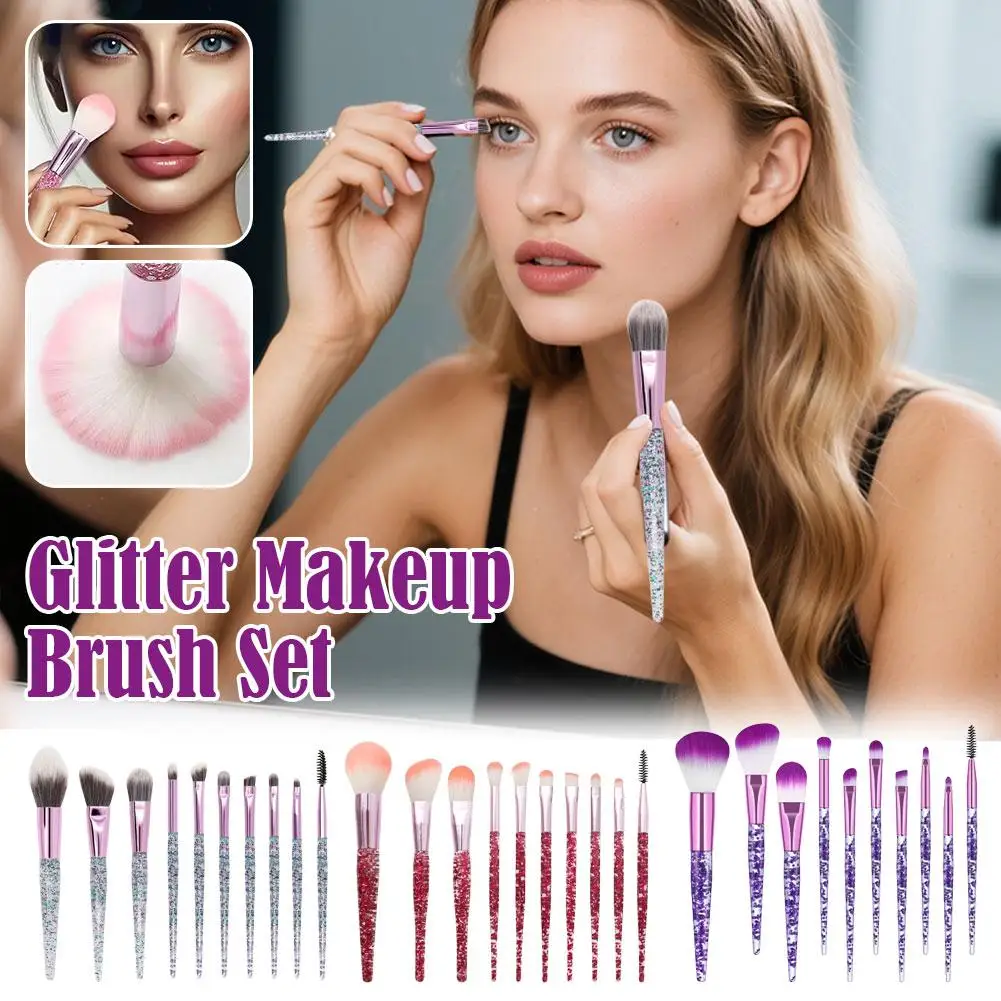 Ensemble de pinceaux de maquillage en cristal à paillettes, 10 pièces, fond de teint professionnel scintillant, correcteur, ombre à paupières, Eyeliner, Blush, Kit de pinceaux de mélange pour lèvres