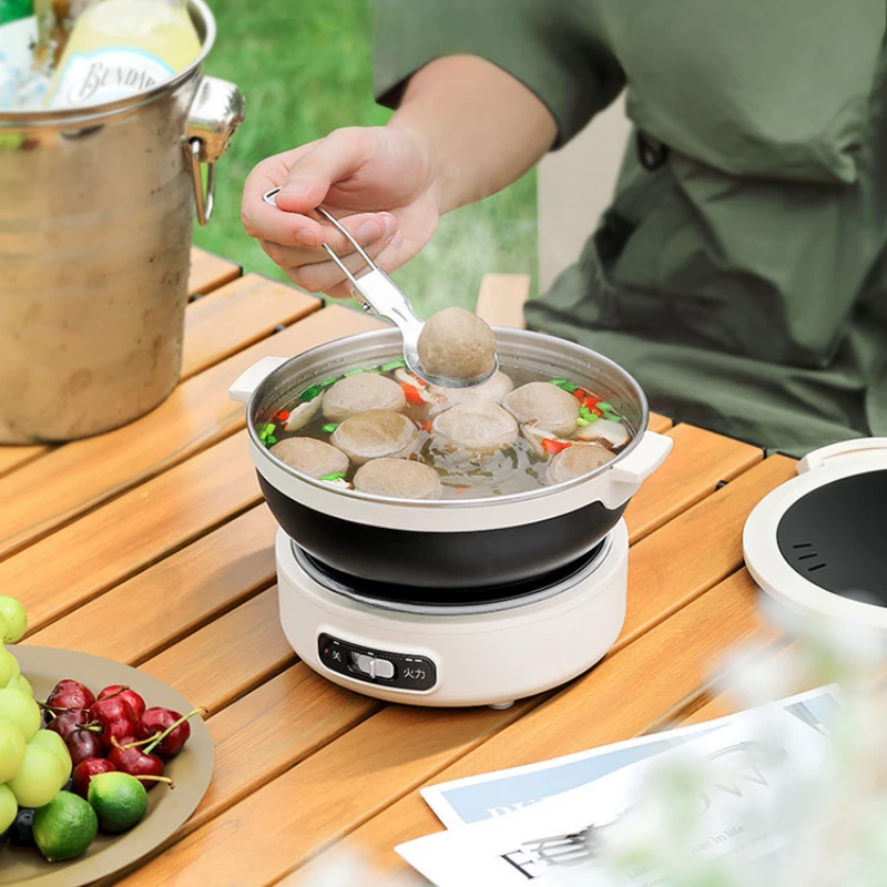 220V  Electric Cooking Pot Portable Multi Cooker Dormitory Travel Folded Rice Cooker Split Hot Pot Electrical Capabilities