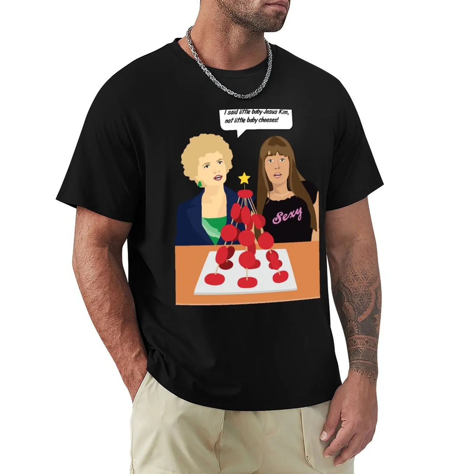 

Kath & Kim Christmas T-Shirt Little Baby Cheeses T-Shirt tops baggy shirts plus size tops man clothes Men's t-shirt