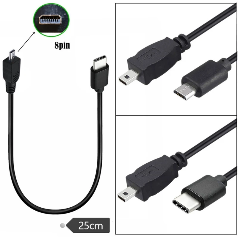 Typ C USB C auf Mini-USB-Kabel Micro-USB auf Mini-USB OTG-Ladesynchronisierungsdatenkabel für GPS, MP4/3, Kamera, Dashcam-Smartphone
