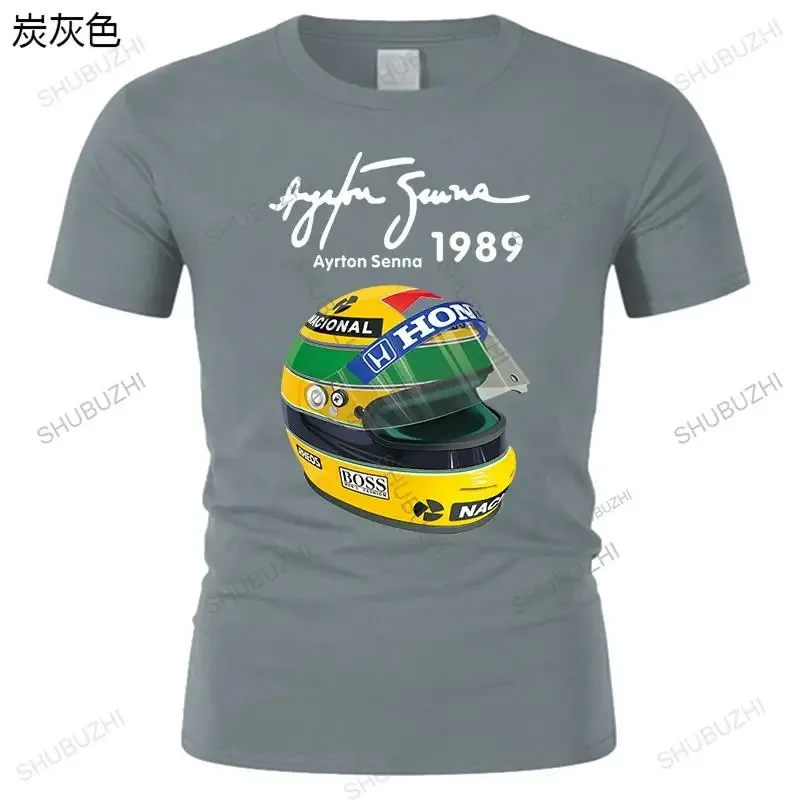 Mens Ayrton Senna Helmet T Shirts 1 Race 1989 Men Cotton Tee Shirts For Sale T-Shirt fashion tee-shirt homme tops