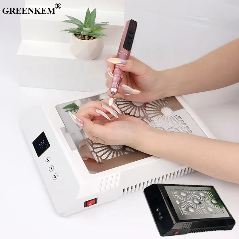 2 Colors 85w High-power Wireless Portable Electric Storage Nail Dust Vacuum Cleaner Charging Nail Dust Collector Machine