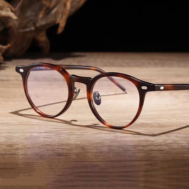 

Japanese Handmade Round-framed Tortoiseshell Spectacle Frame Ultra-light Acetate Men's Glasses Frames Women Fashion Eyeglasses