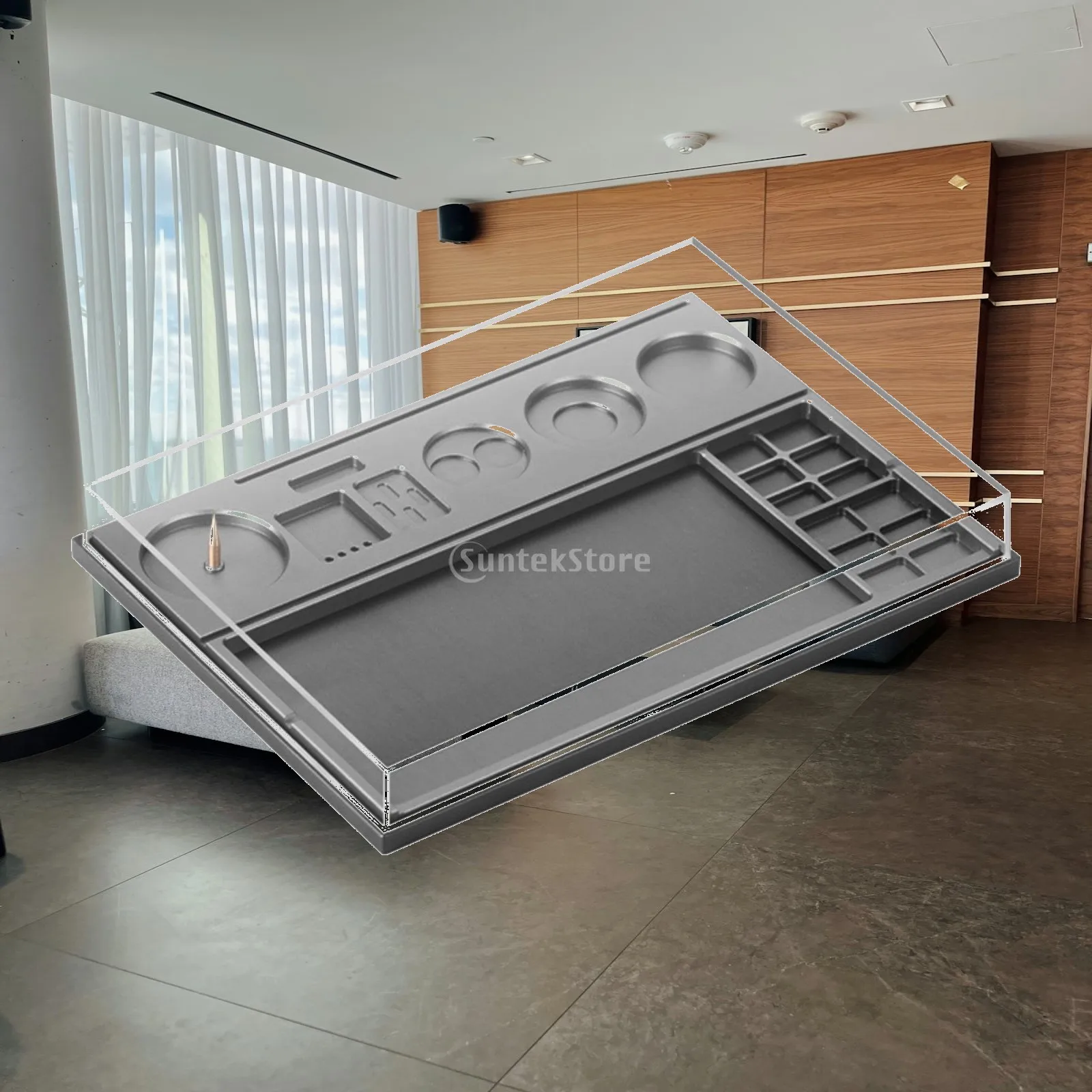 Alloy Metal Watch Parts Organizer Tray with Clear Lid for Secure Storage Dustproof Repair Tool Box for Professional Watchmaker
