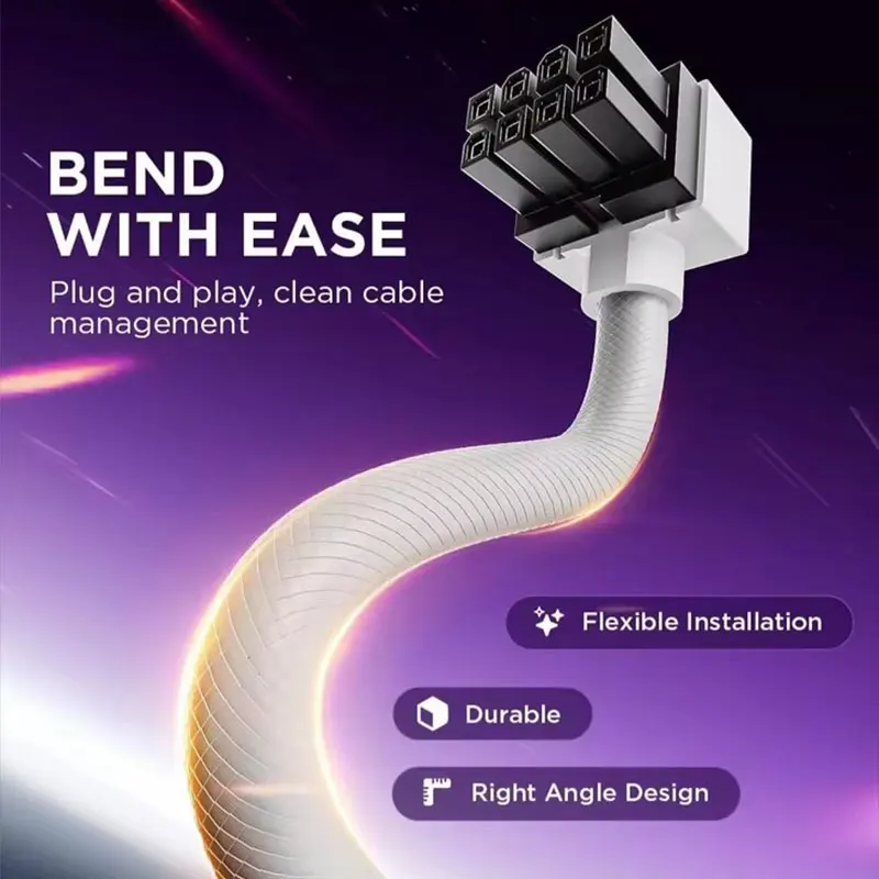 

Кабель-удлинитель для процессора UPSIREN 8PIN, кабель питания для компьютера с поддержкой ARGB Aura Sync, однолинейный дизайн, угловой кабель-удлинитель 90 градусов