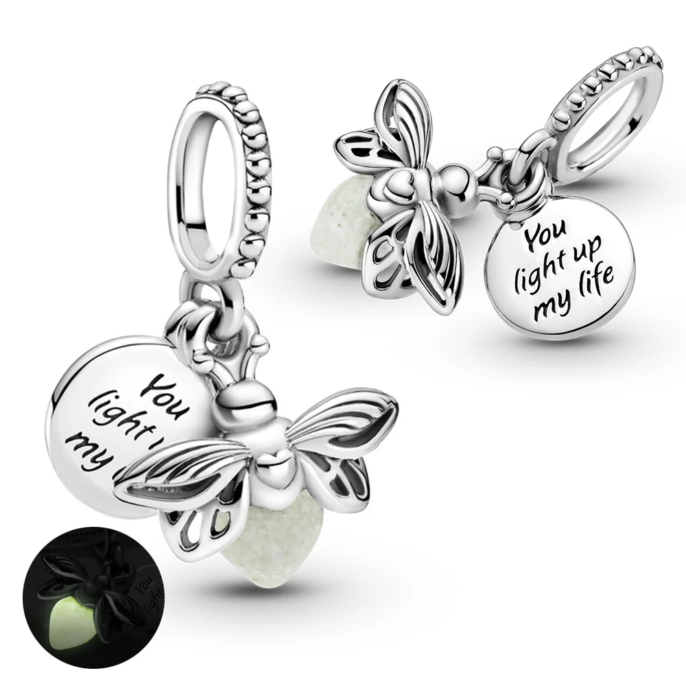 2024 925 Sterling Silver Hot Firefly Dangle Pendant Glow in the dark Fashion Fit Original Pandora Bracelet Women Fine Jewelry