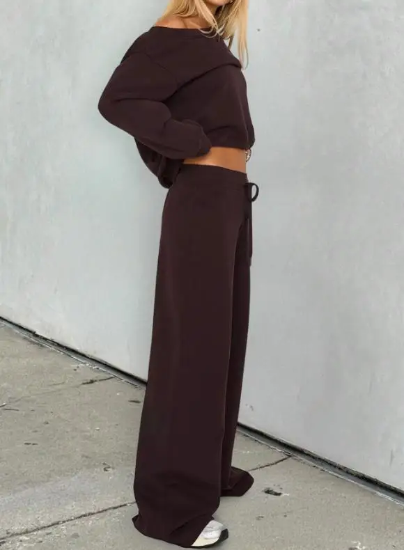 

Women's 2025 Autumn and Winter Vacation Long Sleeved Hoodie Straight Leg Pants Two-Piece Set Loose and Comfortable Pants Set