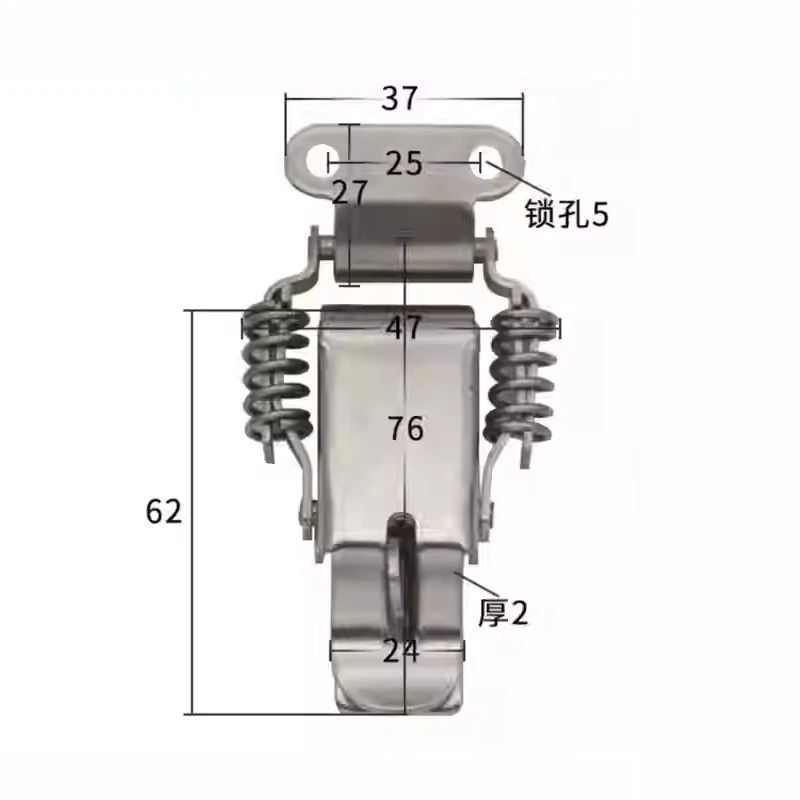 1PCS Industrial Buckle Luggage Accessories 304 Stainless Steel Double Spring Padlock Buckle Wooden Box Buckle Hardware