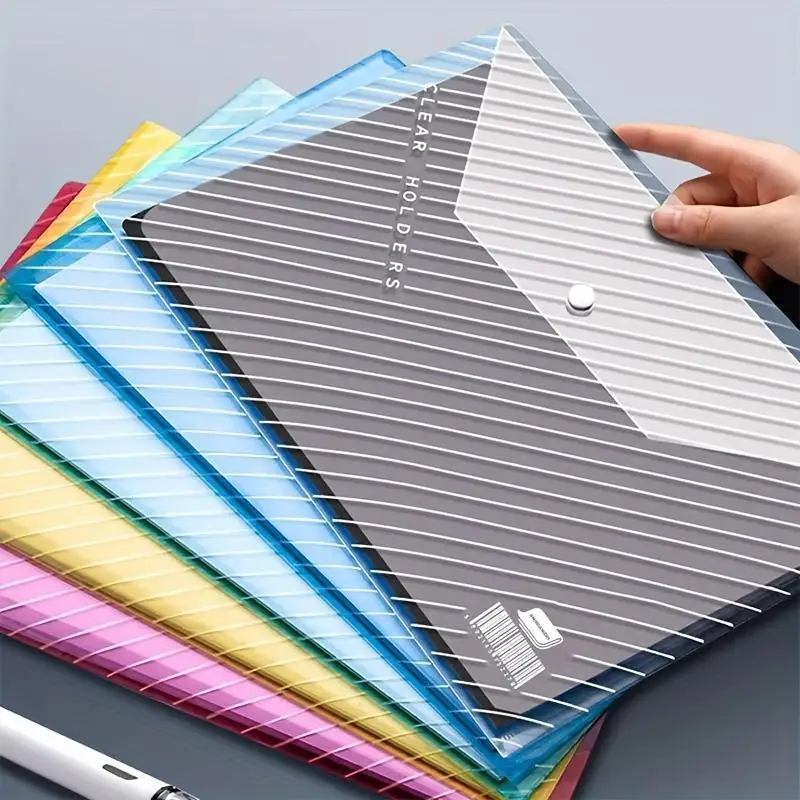 20/5 Pack Multicolor A4 Clear Polypropylene Document Folders - Durable PP Plastic Envelopes for School and Office Supplies
