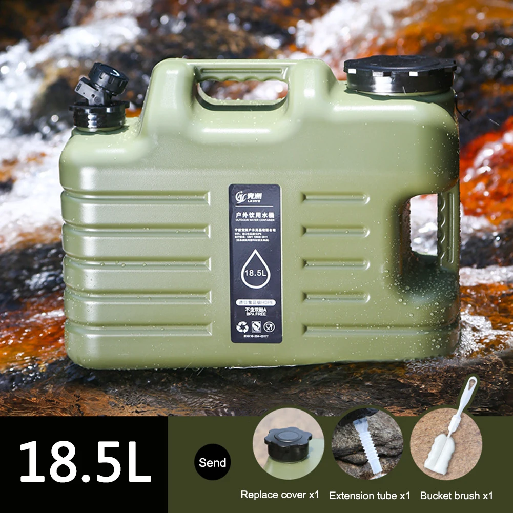 سلة مياه خارجية 18.5 لتر سعة كبيرة علبة مياه شرب محمولة مع صنبور قابل للفصل للتخييم والصيد والنزهات والمشي لمسافات طويلة