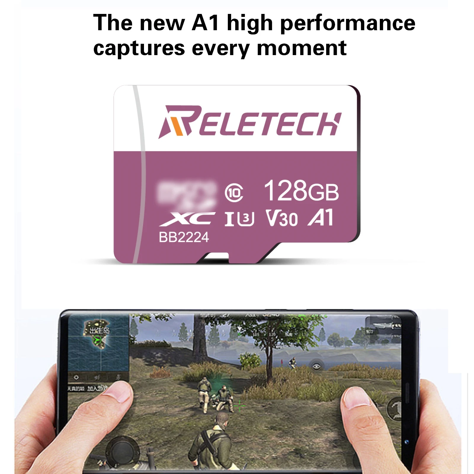 Reletech U3 A1 Memory SD Card Micro TF Card Class10 32/64/128/256GB High Speed Write Super Compatibility Phone Camera,Pink