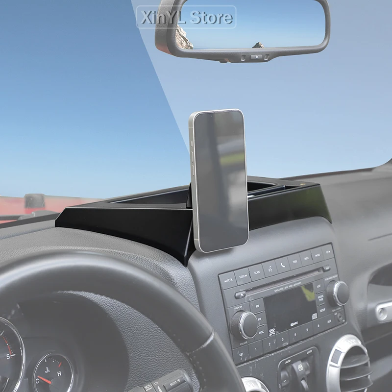 

Car Phone Mount -Center Console Magnetic Phone Holder with Storage Compartment for Jeep Wrangler JK JKU 2012-2017 Accessories