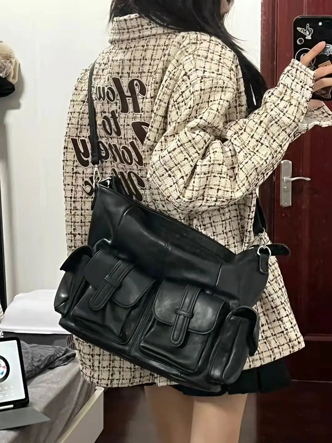 Borsa a tracolla da donna in morbida pelle PU borsa a tracolla femminile nera di grande capacità borsa a tracolla Casual per donna borsa grande bolsa