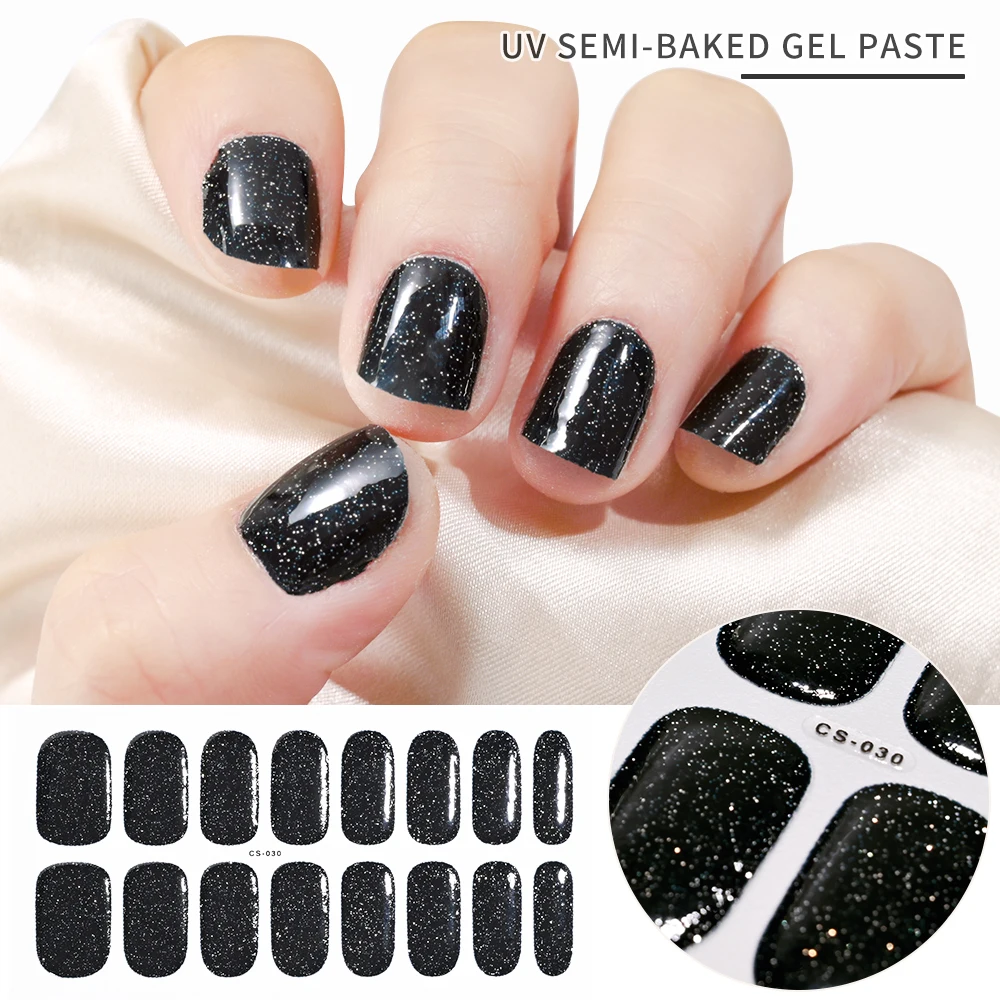 UV Semi-Cured Gel Nail Wraps Stickers Strips French Long Lasting Full Cover LED Gel Semi Cured Nail Sliders For Nail Extension &