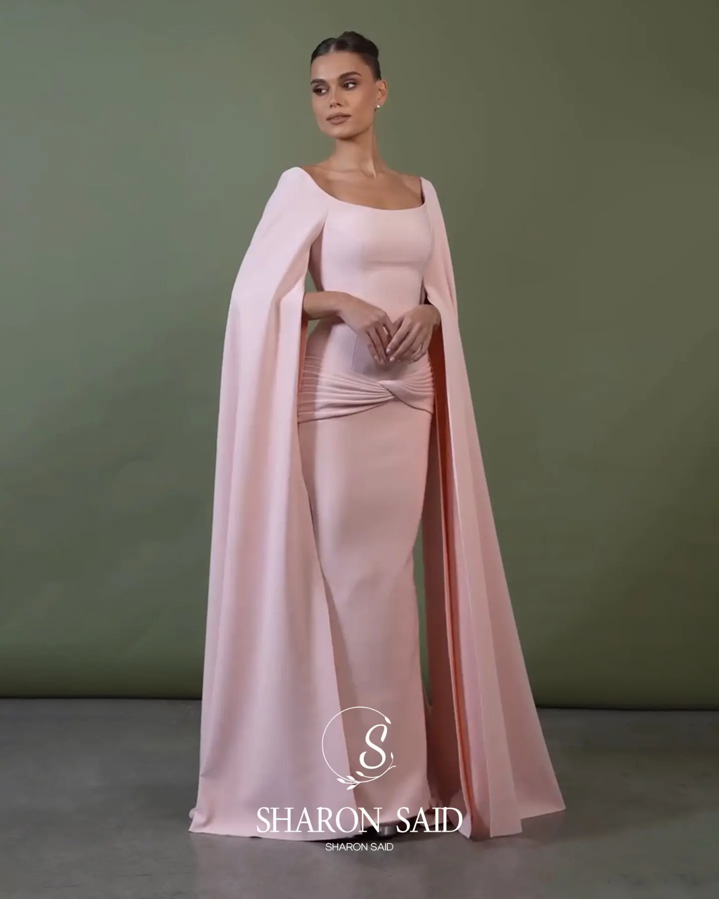 Sharon disse rosa quadrado pescoço vestido de noite com mangas capa para mulher casamento árabe vestido de baile sf518 personalizado