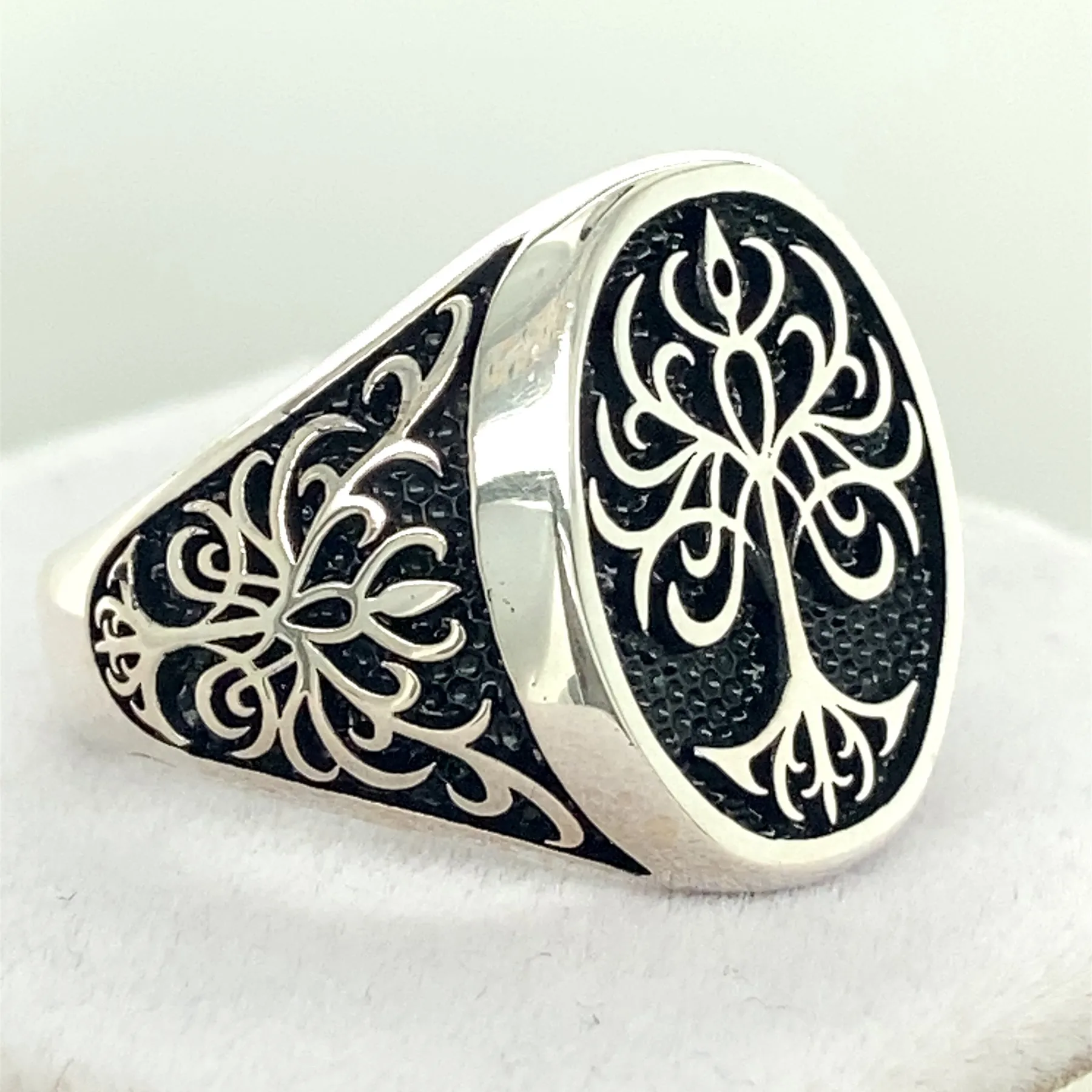 Tree of Life Silver Men Ring , Handmade Yggdrasil Tree of Life Ring , Viking Signet Ring , 925k Sterling Silver Ring , Gift For