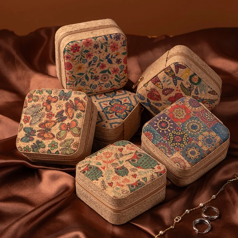 Vintage Chinese Style Jewelry Storage Box Flowers Retro Ring Earrings Organizer Multifunctional Bohemia Jewelry Storage Case