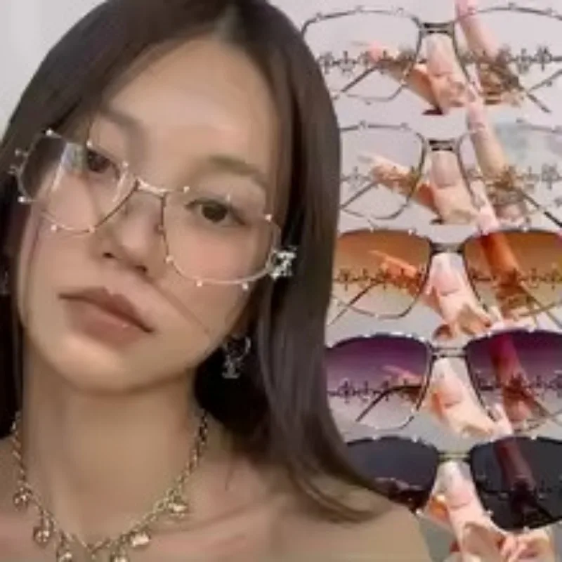Mode Strass Gläser Frauen Männer Übergroße Cat Eye Brille Metall Übergroßen Oval Shades Rahmen Vintage Bling Party Brillen
