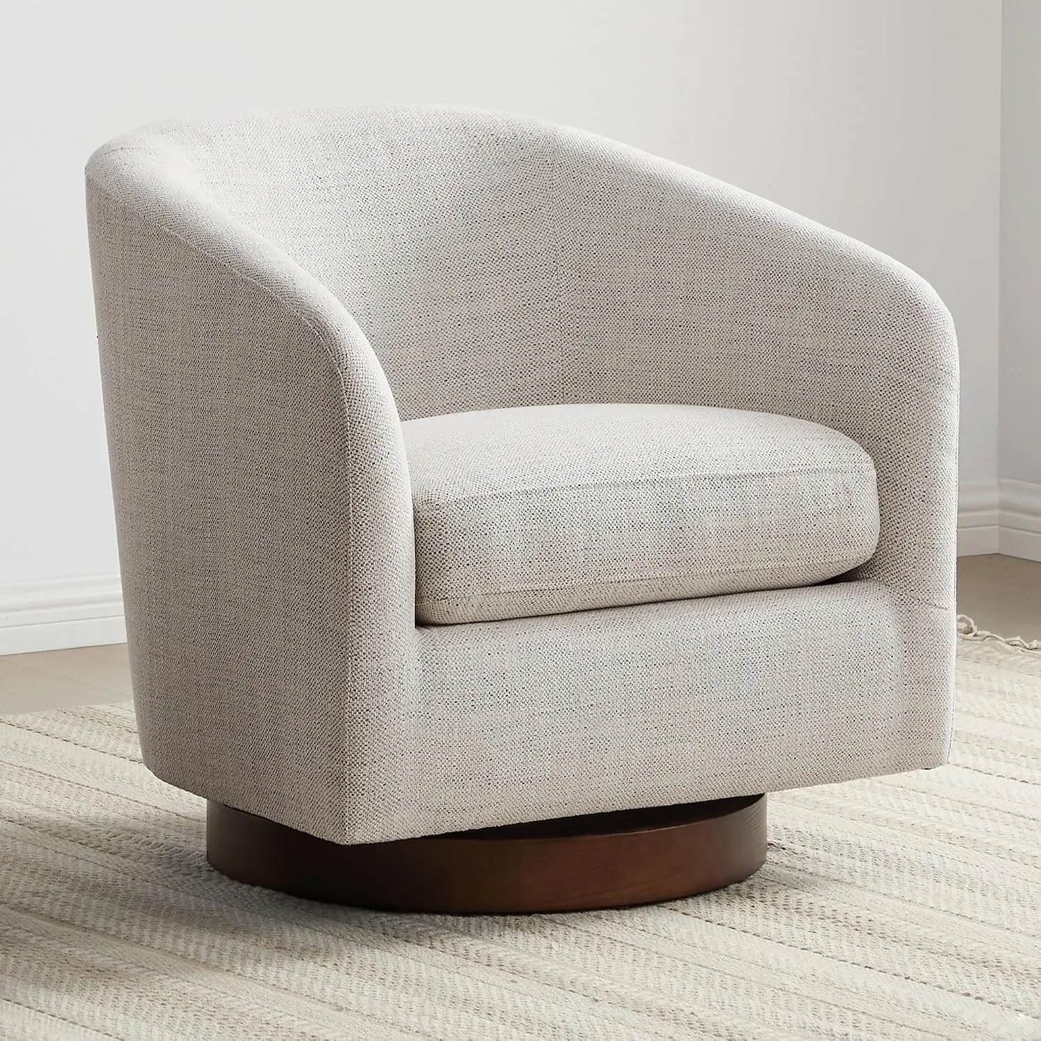 Certified Wood Swivel Accent Chair, Fully Assembled, Ivory, Customized