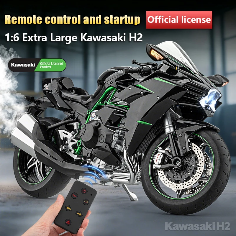 Officially Licensed Kawasaki Ninja H2R Motorcycle 1:6 RC Car Toy Alloy Genuine Metal Diecast Model Sport Superbike Collectibles