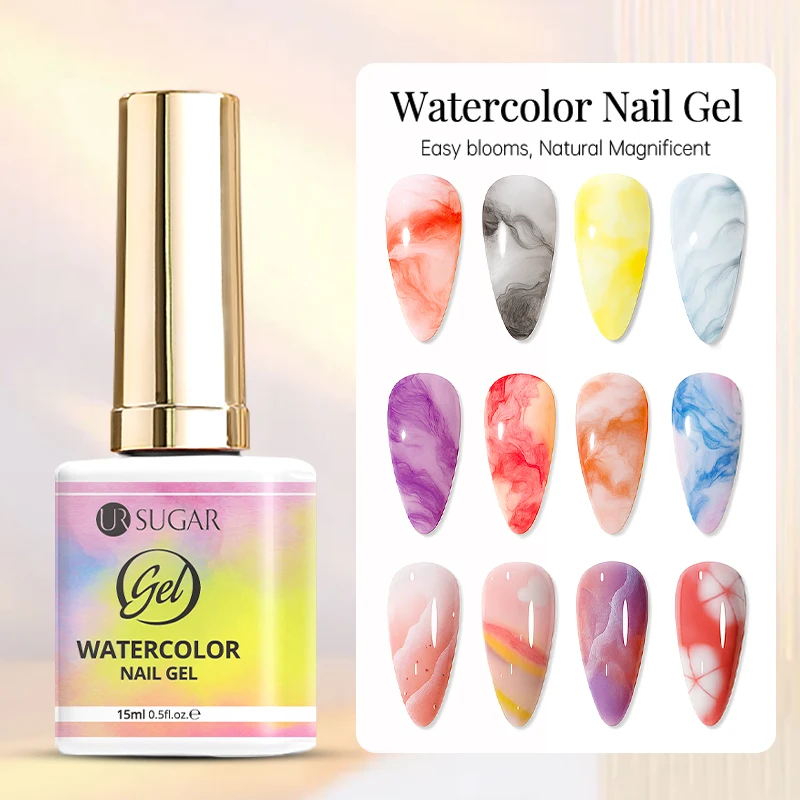 Ur SUGAR 15ml Aquarela Gel para Unhas Transparente Soak Off UV LED Longa Duração Florescimento de Mármore Efeito de Espalhamento Gel Funcional Manicure