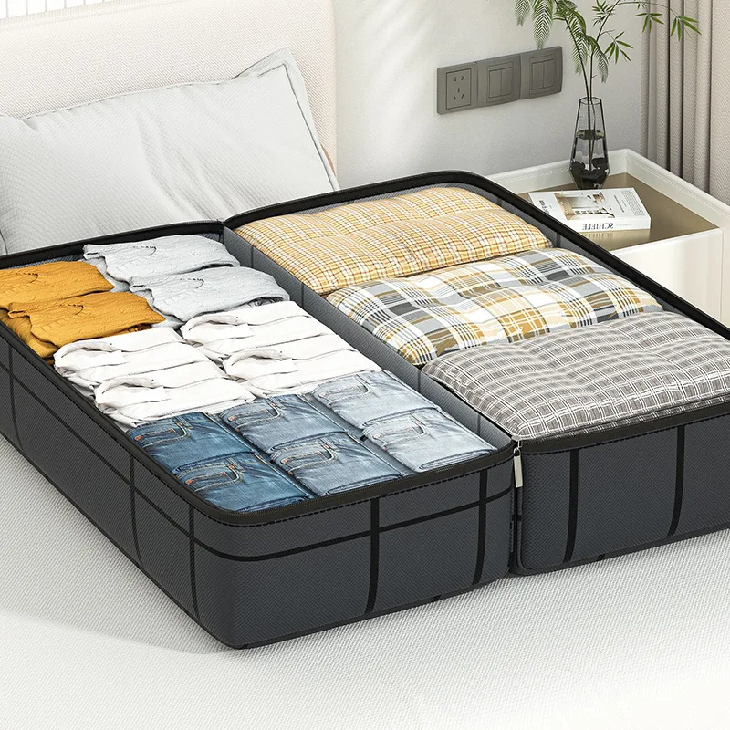 Large Capacity and Super Load-bearing Black Composite Material Storage Bag,Dustproof and Moisture-proof with Zipper Home Storage