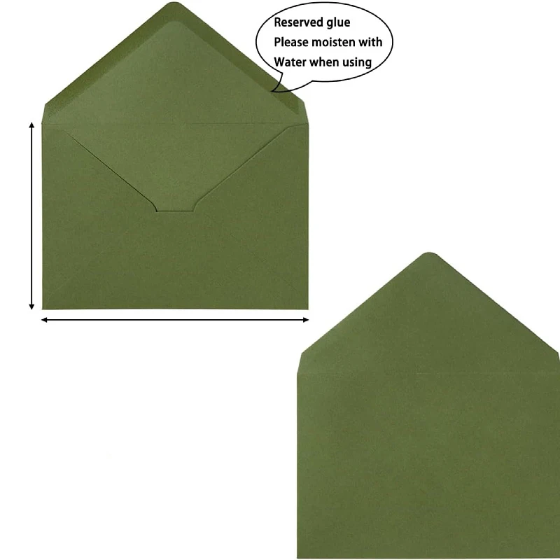 50 sztuk/partia Koperty A7 Oliwkowa Zieleń Artykuły Biurowe Papier 120g Zaproszenia Pocztówki Listy Pudełko Prezentowe Opakowanie Artykuły Ślubne — zdjęcie produktu 6