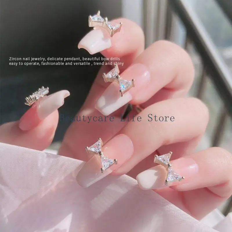652C 3D Pearl Pendant Charms Metal Jewels Stones Sparkly Bow Nails Art Decorations Not AB Crystal Rhinestones