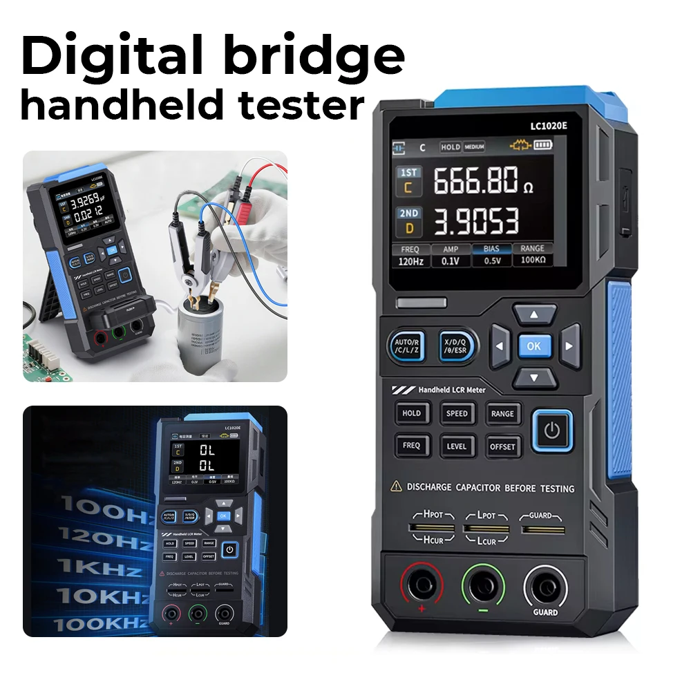 LC1020E 고정밀 휴대용 디지털 브리지 테스터 휴대용 LCR 미터 지능형 부품 인식