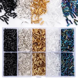 2400Pcs/Box Tube Bead 2x6mm Twist Bugles Glass Beads Helical Seedbeads For DIY Bracelet Jewelry Dress Making Garments Accessory