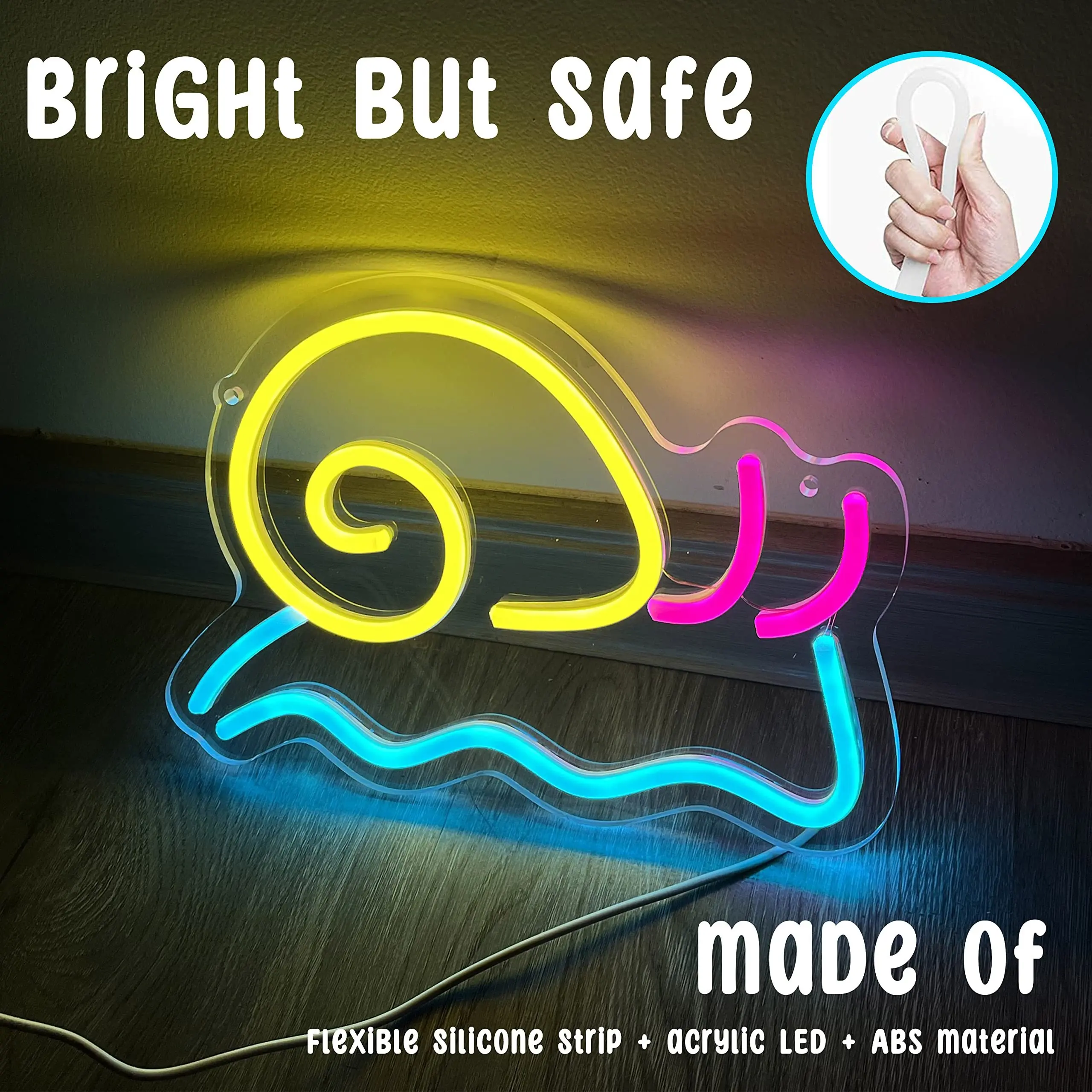 Snail LED Neon - Transparent Acrylic Design, USB Powered Dimmable LED Neon, Fit for Game Rooms, Men's Cave, Party Wall Art