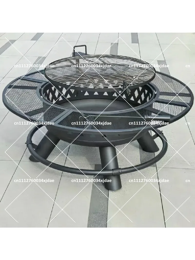 Outdoor BBQ Grill Firewood Stove Patio Fire Pit Table Charcoal Braai Rack Backyard Campfire Tea Brewing Set