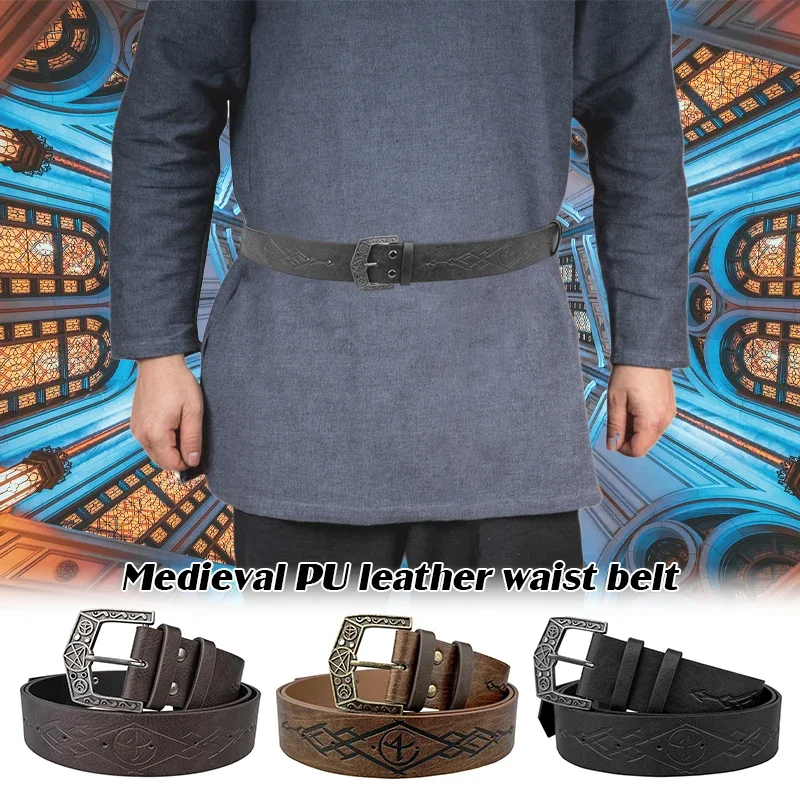

Medieval Girdle PU Leather Wide Belt Men Women Steampunk Gothic Waist Protector Larp Unisex Viking Knight Cosplay Waistband