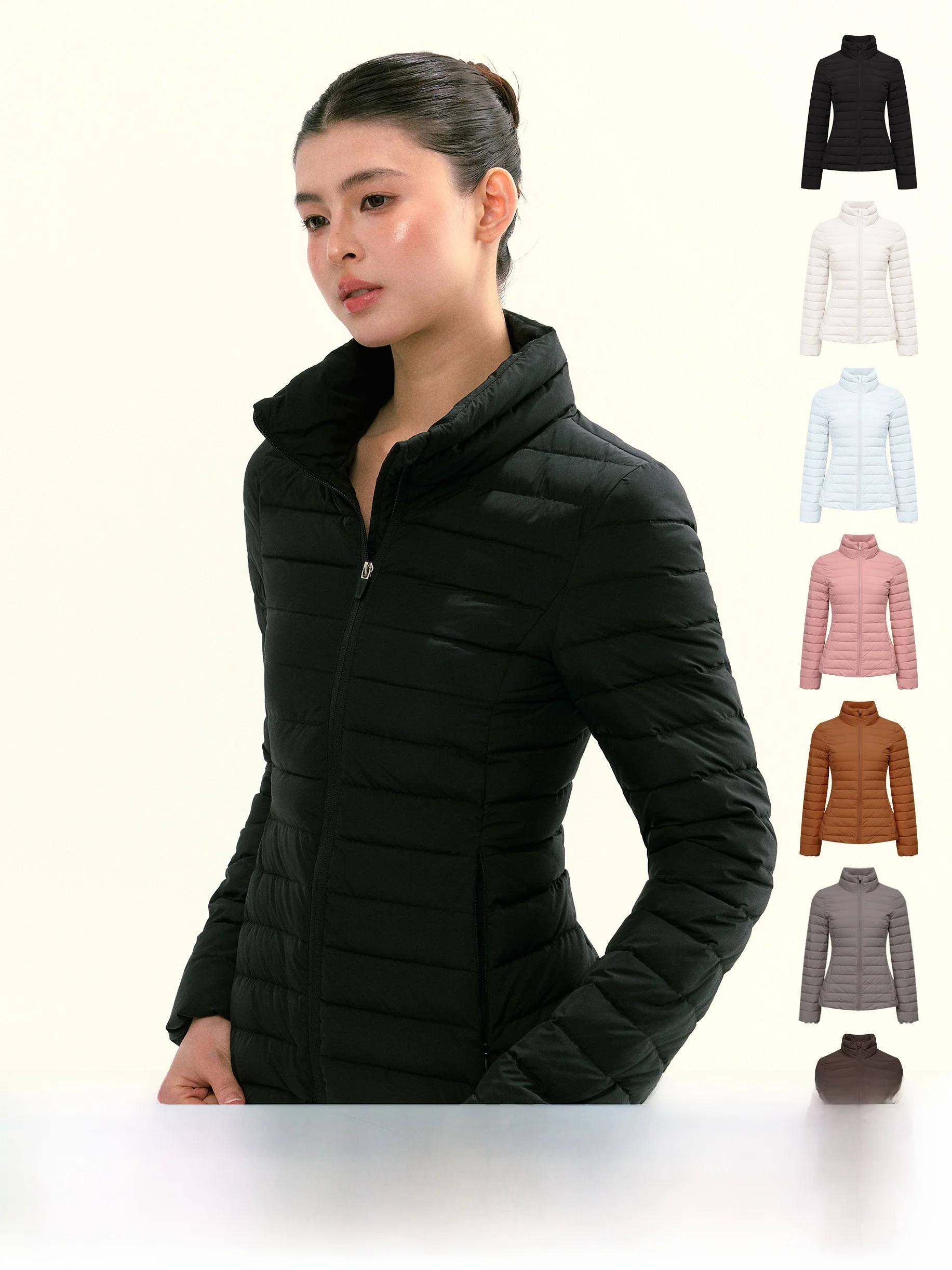 

Ariseism Vintage Style Slim Fit Stand Collar down Jacket Women's Lightweight Autumn Winter New Fashion Outerwear Coat