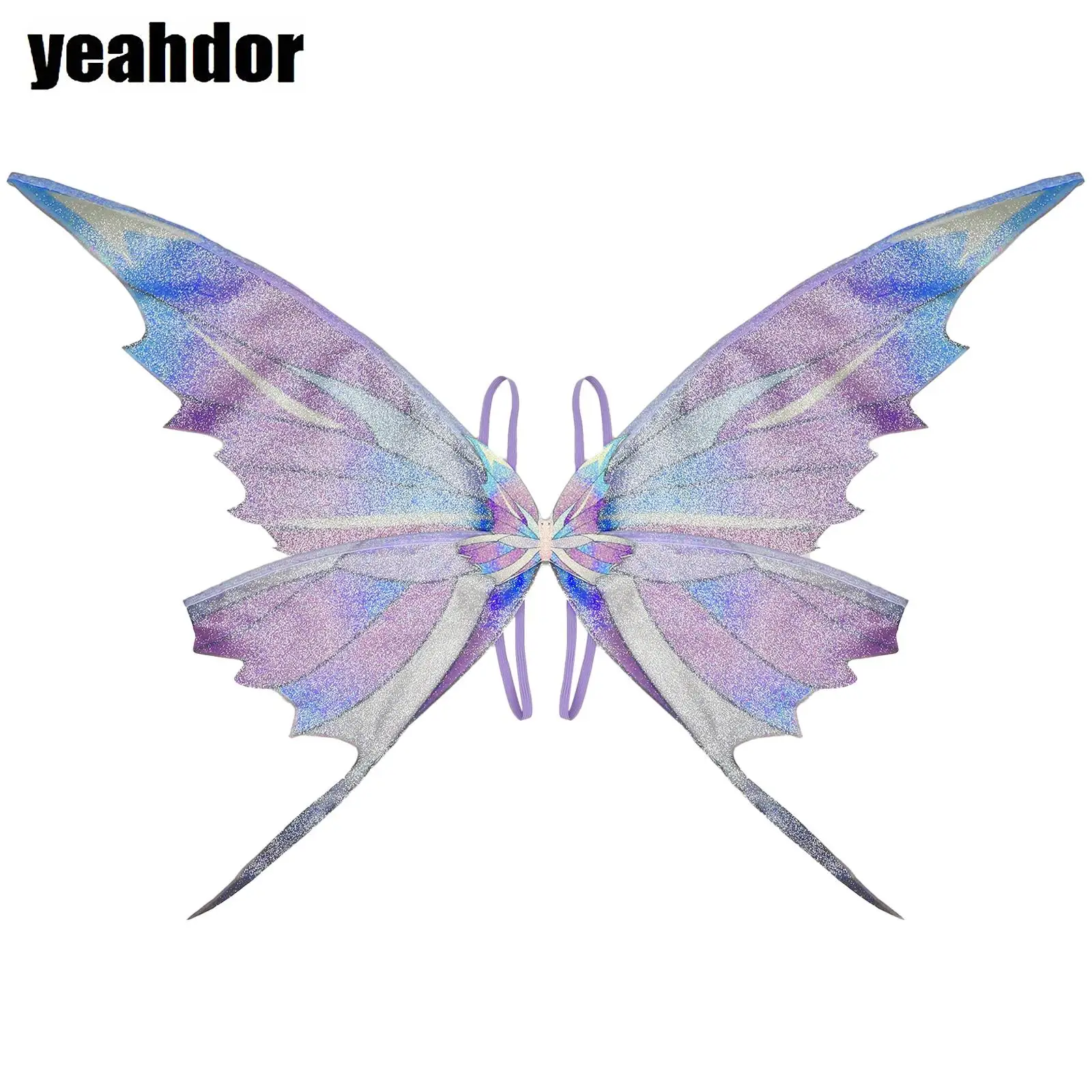 

Shine Butterfly Wings Party Dress Up Accessories Fairy Wings with Elastic Shoulder Straps Foldable Elf Wings for Kids Girls