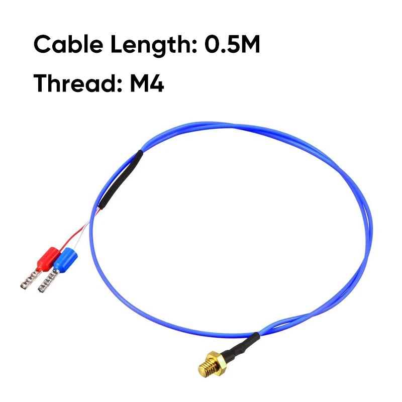 CG K/PT100 Typ M3 M4 Kupferschrauben-Thermoelement mit 0,5/1/2 m hochpräzisem, wasserdichtem PTFE-Kabel, 3D-Drucker-Temperatursensor