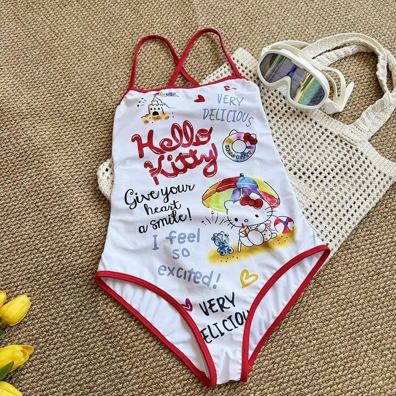 Sanrio Triangle une pièce Bikini Hello Kitty nouveau Style filles maillot de bain avec coussin de poitrine mode athlétisme plage Triangle maillot de bain