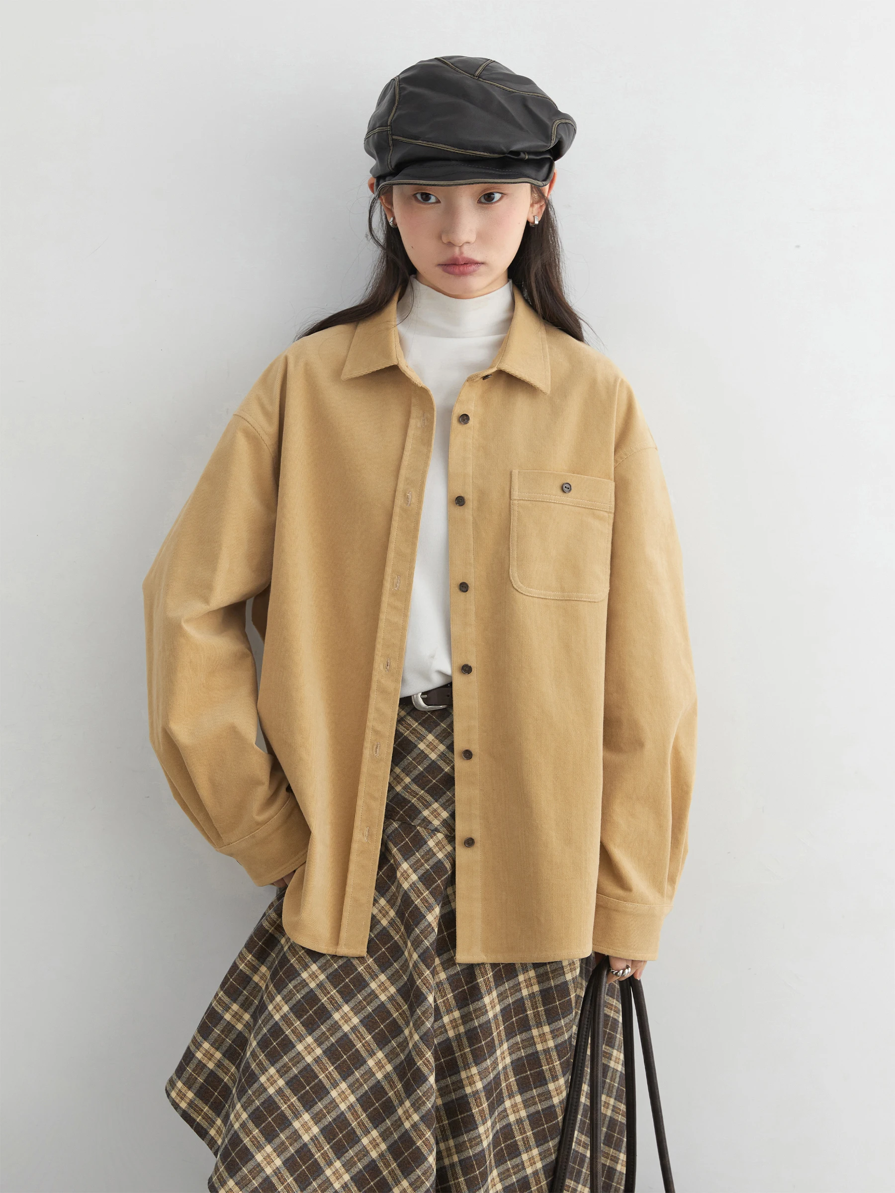 

Рубашка женская в стиле ретро из вельвета свободного кроя, с длинным рукавом, на пуговицах, для многослойных образов, в стиле колледж, от Chicven