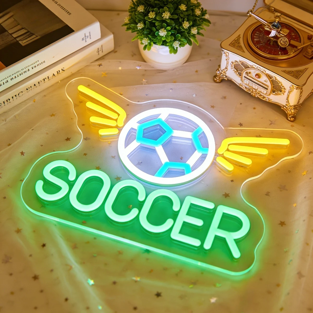 

Неоновая вывеска LED «Футбольные крылья» для спальни, гостиной, бара, кафе. Декор, романтический подарок для фанатов, ночник для вечеринок.