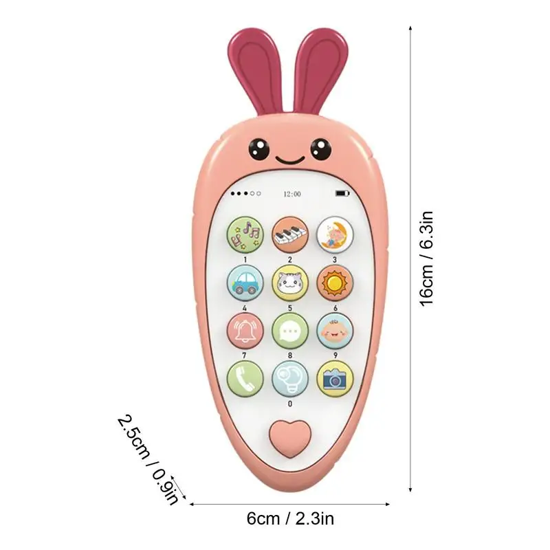 유아 휴대폰 및 어린이 전화 장난감, 다채로운 뮤지컬 어린이 놀이 전화 교육 당근 모양 장난감, 조기