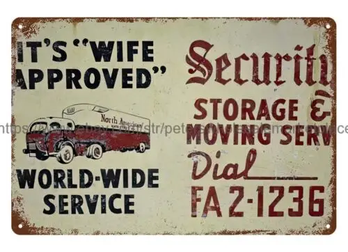 security storage moving service metal tin sign plaque unframed prints