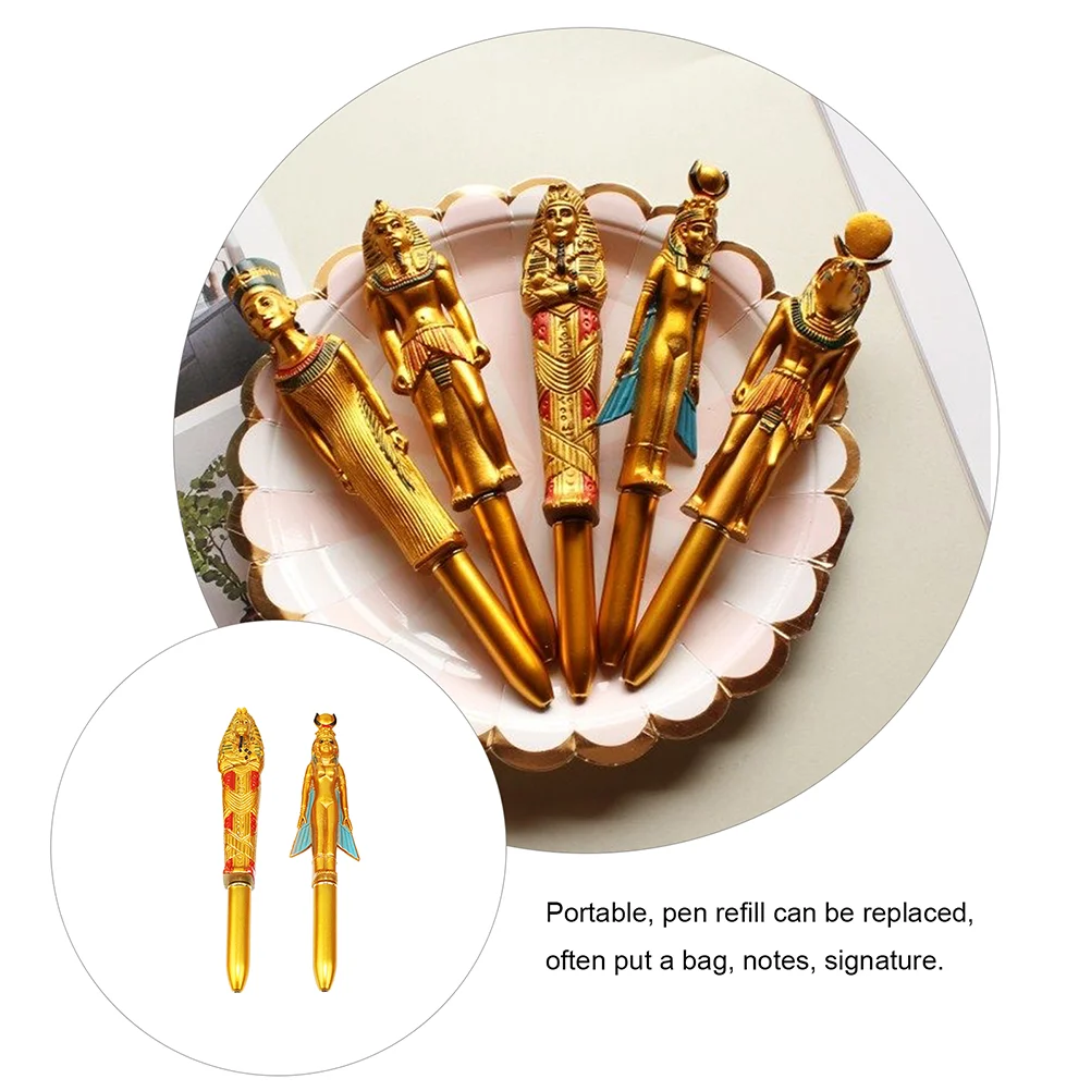 

2pcs Pharaoh Ballpoint Pen Egypt Figurine Advertising Pens Student Awards Replaceable Refill Office Home Use Writing Tools