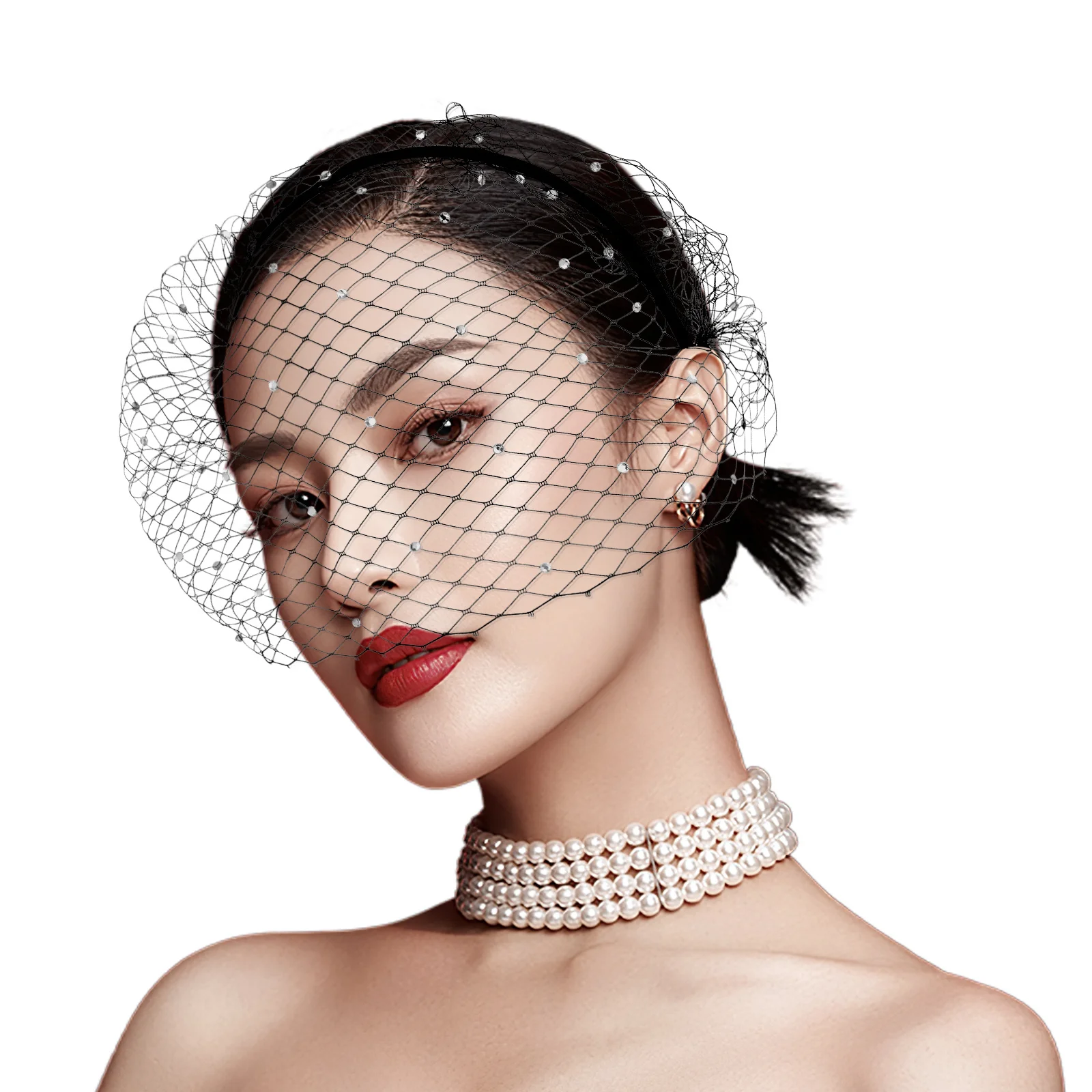

Mesh Veil Headband Black Birdcage Bridal Wedding Funeral Fascinator Party Hair Accessory Black Birdcage Veil Woman