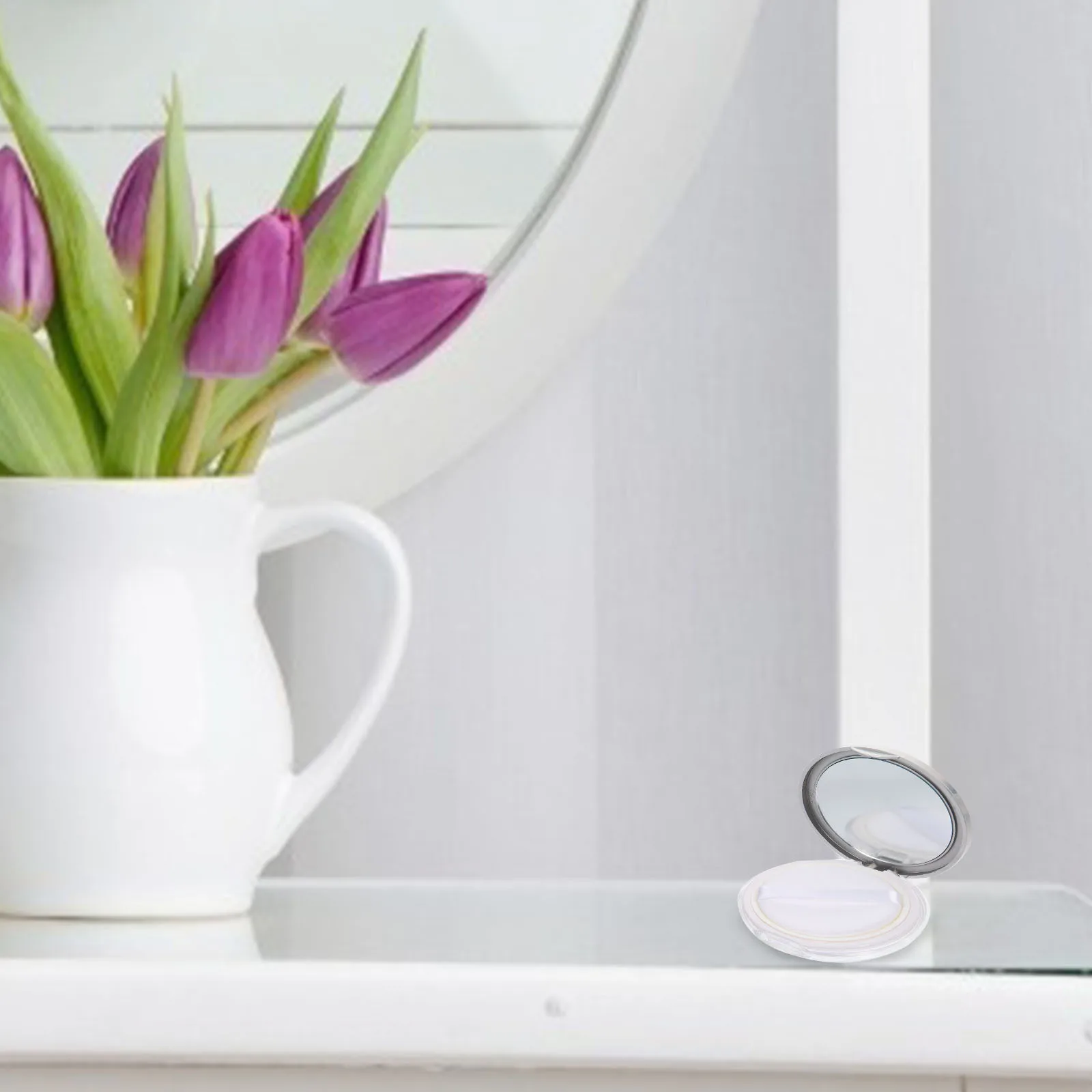 2 stuks draagbare dunne losse poederdoos met spiegel lege plastic container voor reizen hervulbare behuizing lichtgewicht make-up